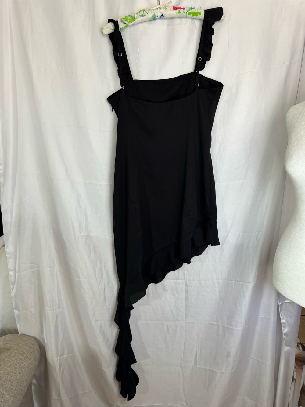Meshki Black Asymmetric Ruffle Mini Dress Size Small - Picture 6 of 6